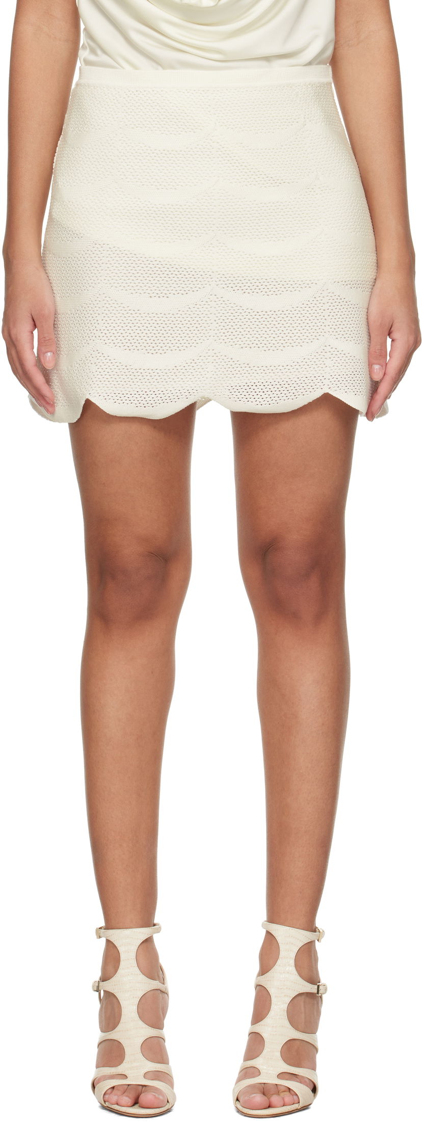 Suknja Tom Ford Tom Ford Crescent Silk Cotton Mesh Miniskirt Bijela | GCK215-YAX844