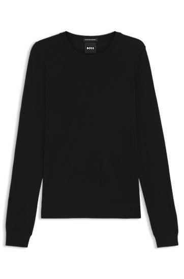 Džemper BOSS BOSS Superfine Merino Wool Crew-Neck Sweater Crna | 50544987