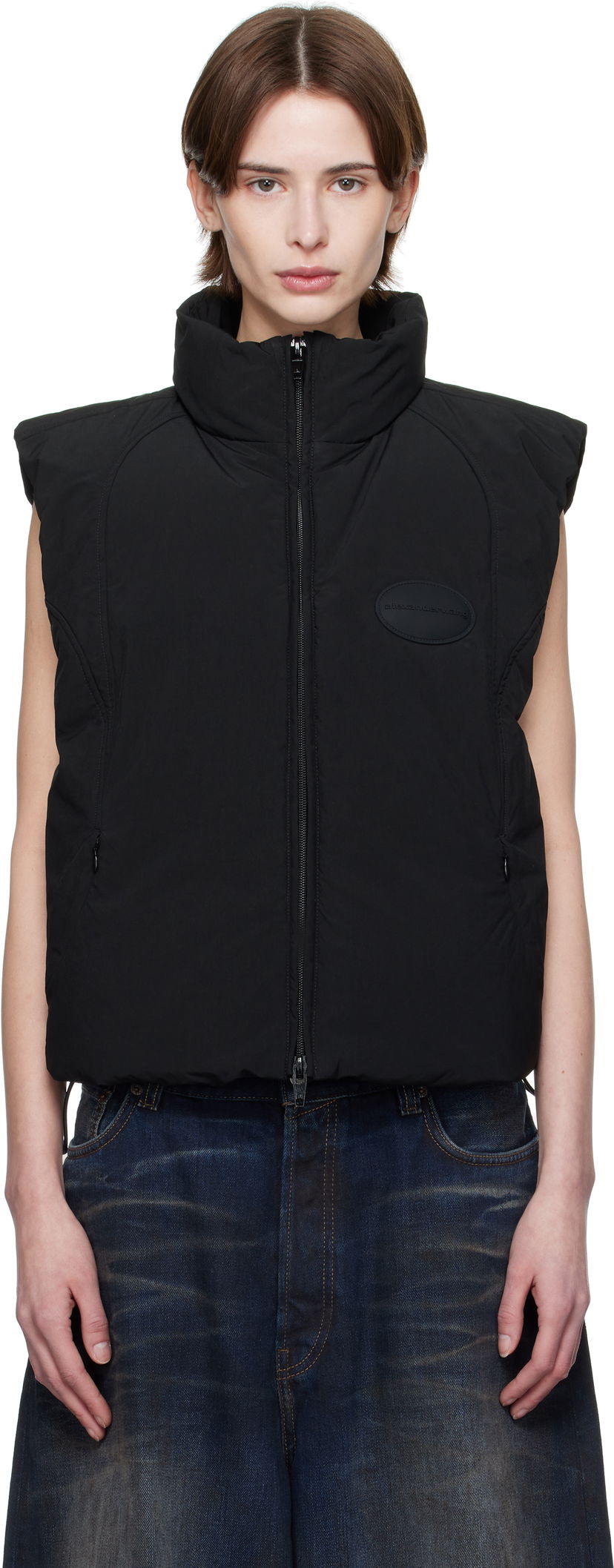 Prsluk Alexander Wang Alexander Wang Logo Patch Down Vest Crna | 1WC1252626