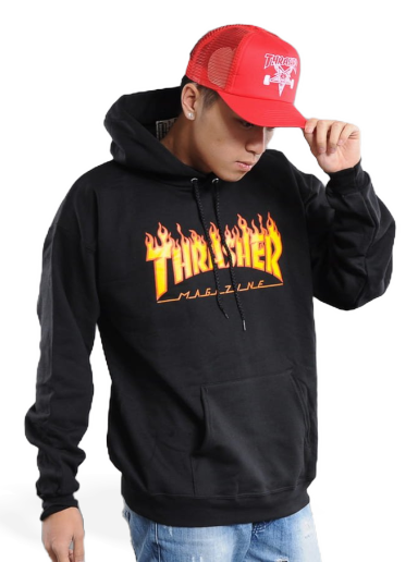 Dukserice Thrasher Flame Logo Hoody Crna | 017222