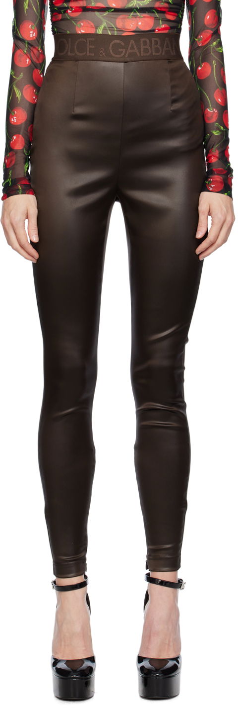 Tajice Dolce & Gabbana Brown Zip Leggings Smeđa | FTCNAT FURMV