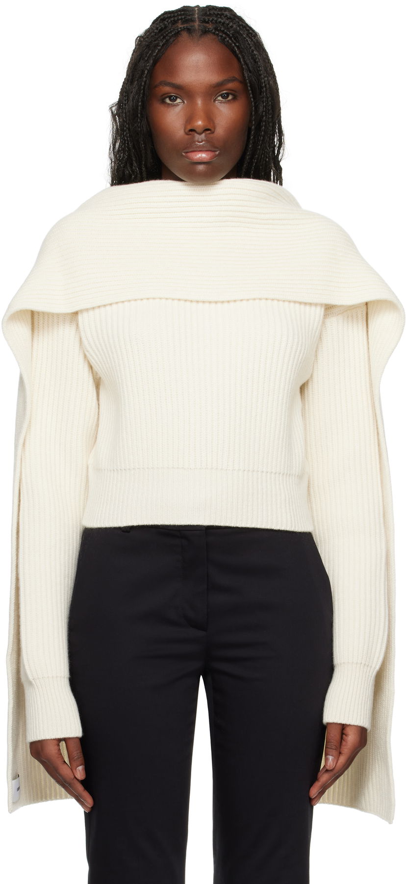 Džemper Erdem Draped Cowl Neck Sweater Bijela | AW24_W1KT5_IVCAK