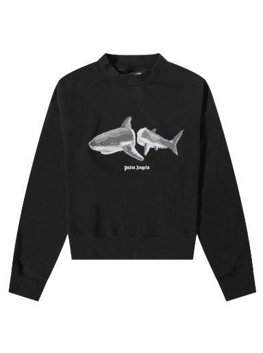 Dukserice Palm Angels Shark Crew Sweat Crna | PMBA026C99FLE0041009