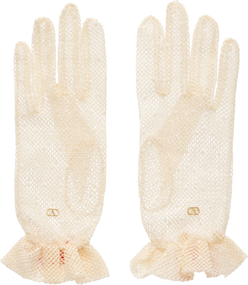 Rukavice Valentino VLogo Signature Knit Gloves Bijela | 6W2GD00FSMV
