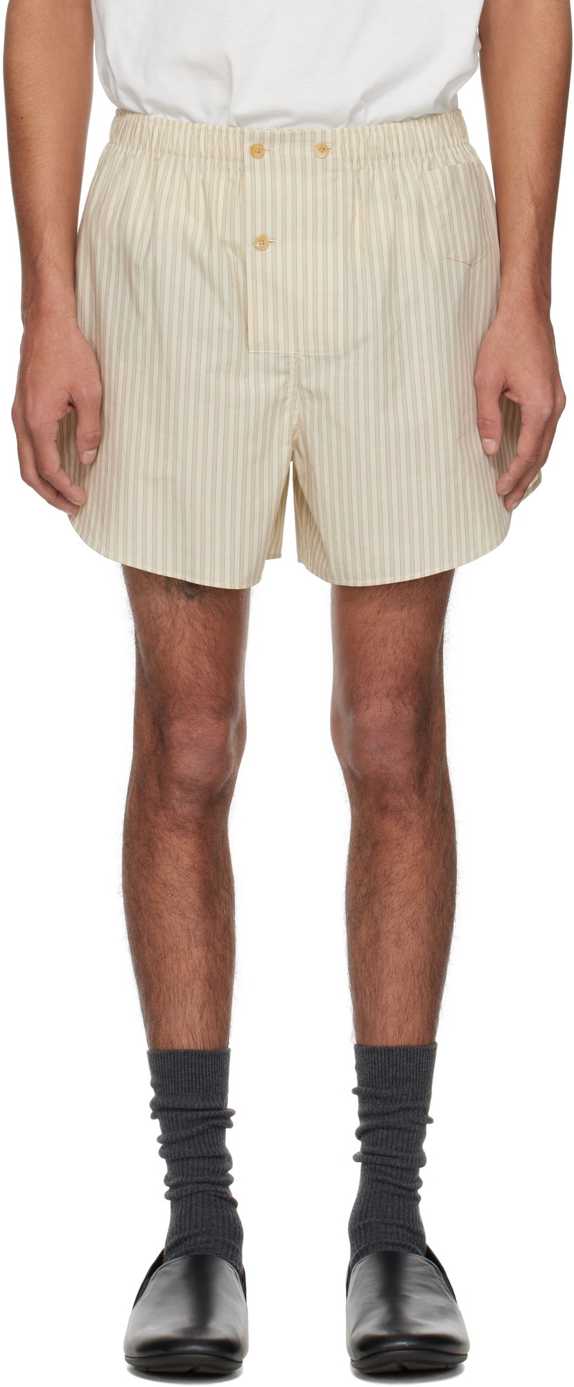 Bokserice The Row The Row Nicasio Striped Shorts Bež | 892-W3585