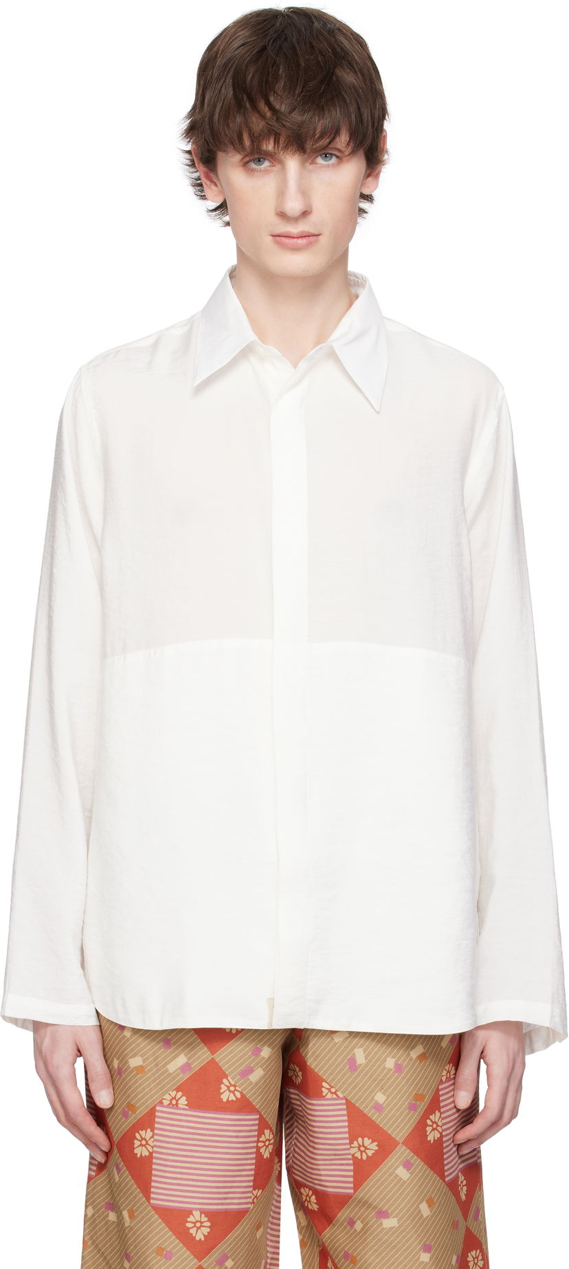 Košulja Ranra RANRA Maker Gauze Modal Poly Classic Shirt Bijela | AMSS25LS01550
