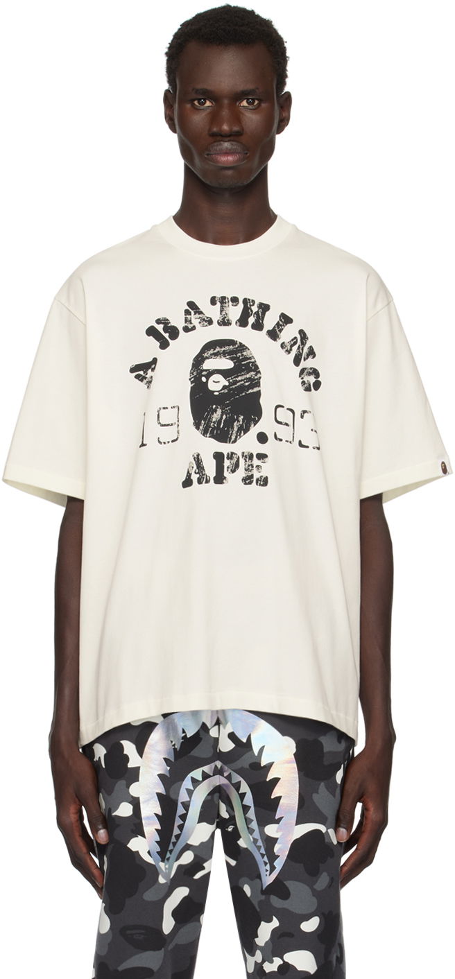 Majica kratkih rukava BAPE Screen Print College Relaxed Fit T-shirt Bijela | 001TEK801320M