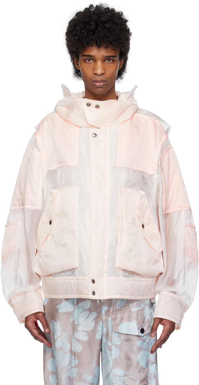 Vjetrovka Dries Van Noten Dries Van Noten Satin Hooded Jacket Ružičasta | 251-020519-1256