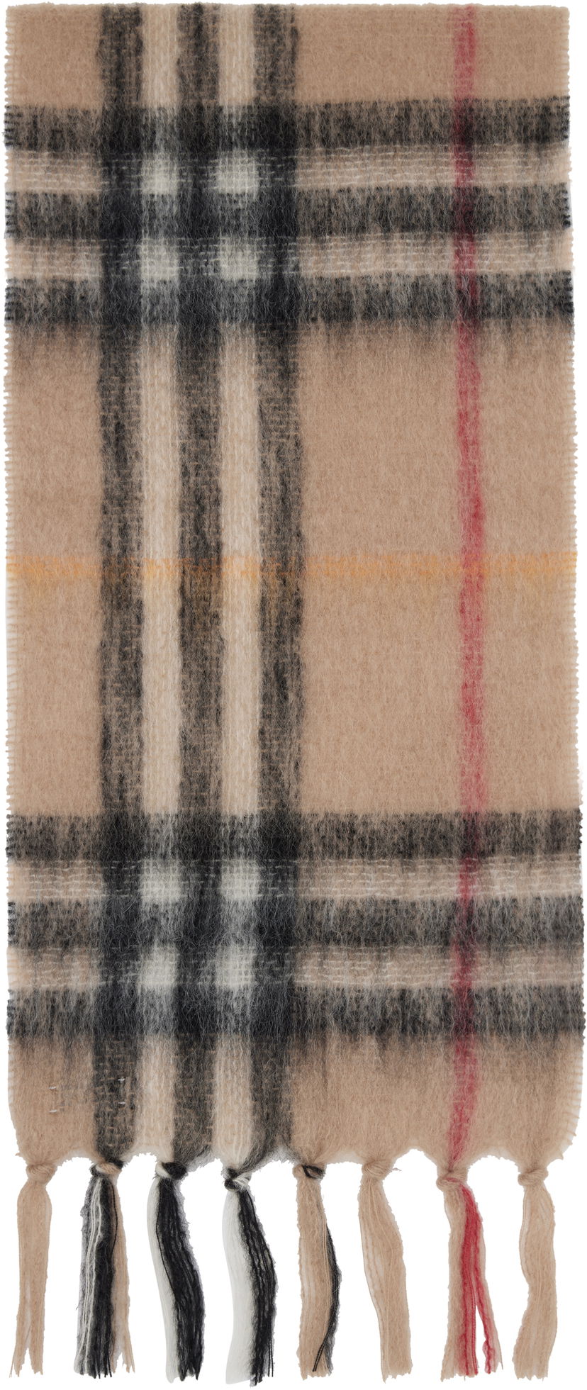 Šal Burberry Burberry Check Mohair and Wool Scarf Bež | 8112967