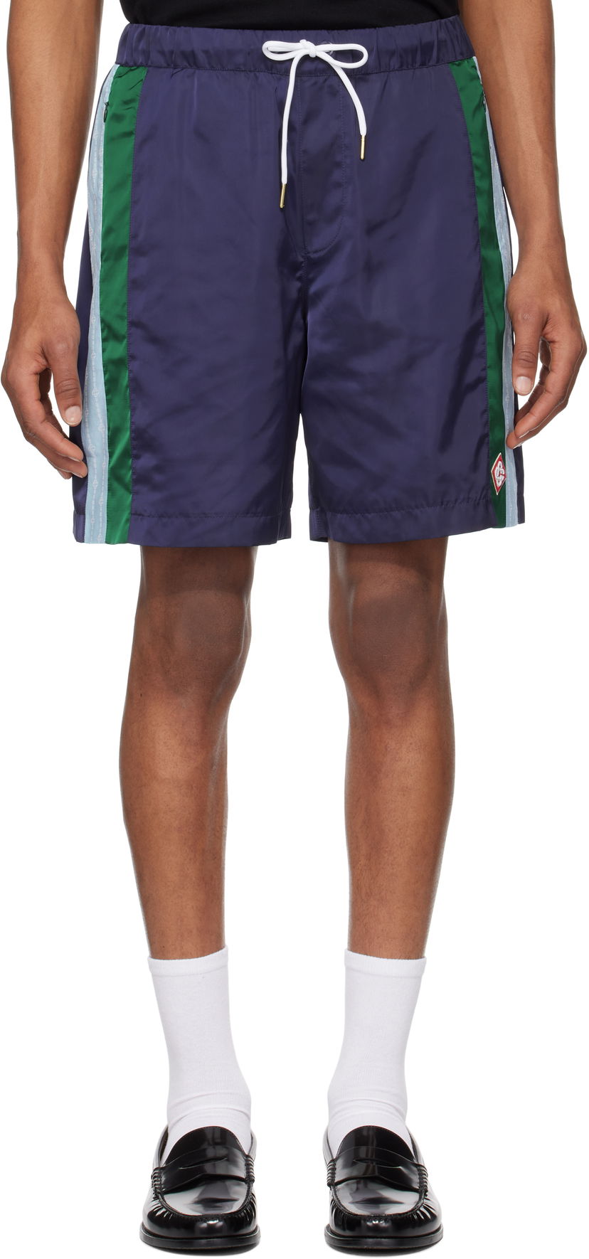 Kratke hlače Casablanca Casablanca Pinstripe Laurel Track Shorts Tamnoplava | MS25-TR-273-01