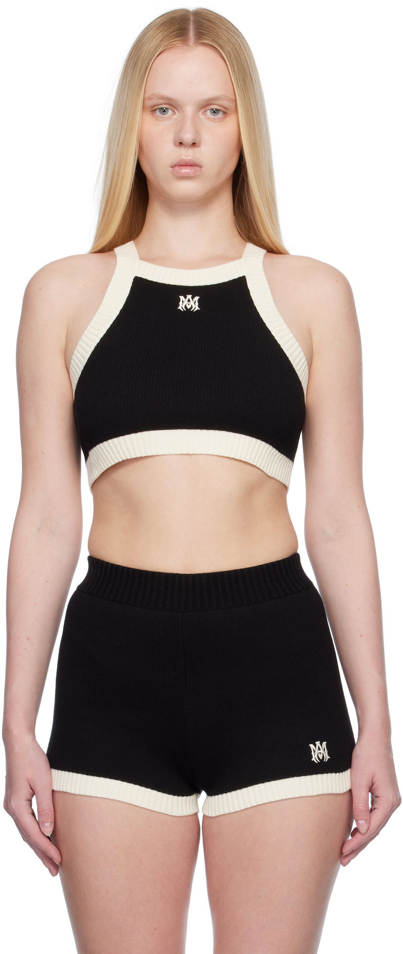Majica bez rukava AMIRI AMIRI MA Knit Cropped Tank Top Crna | AWKNTT1025