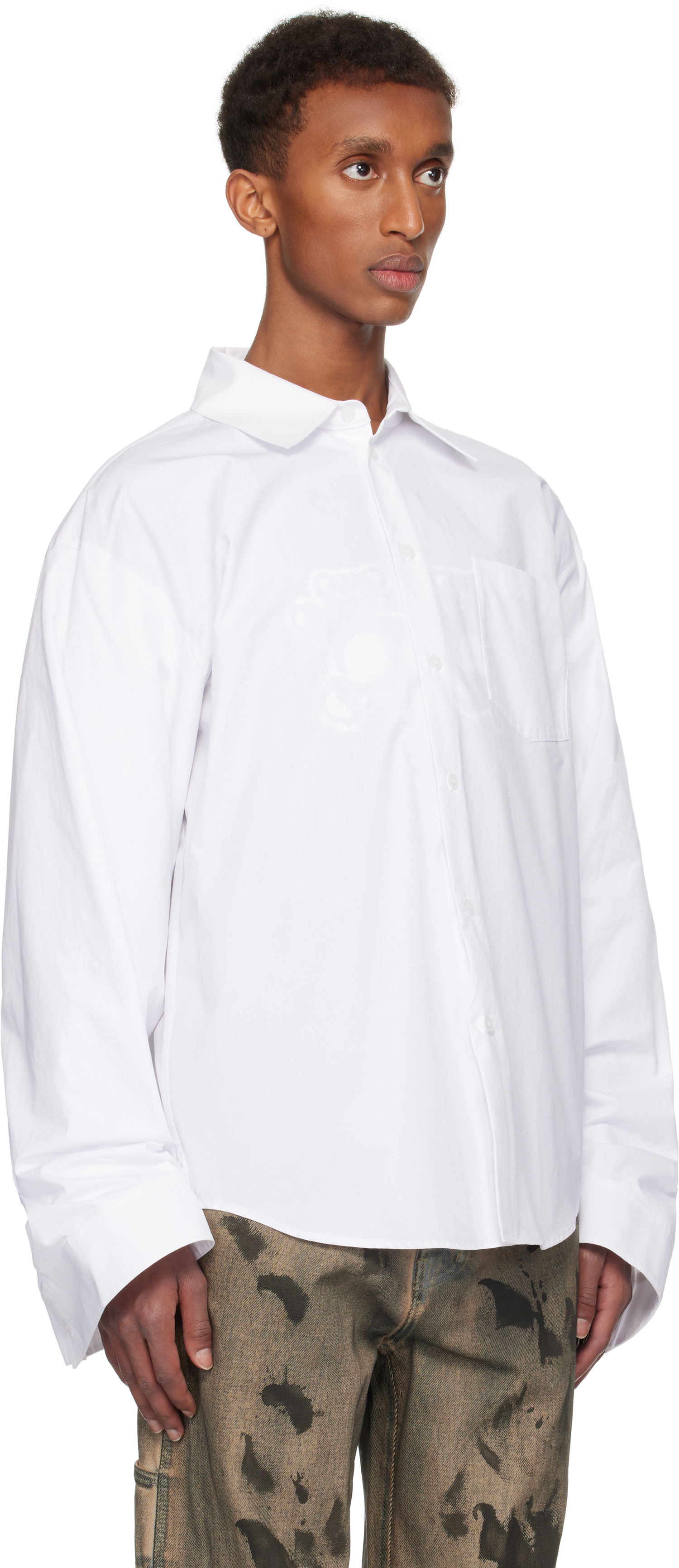 Košulja We11done We11done Twisted Sleeve Button-Up Shirt Bijela | WD-SH3-24-110-U-WH, 1