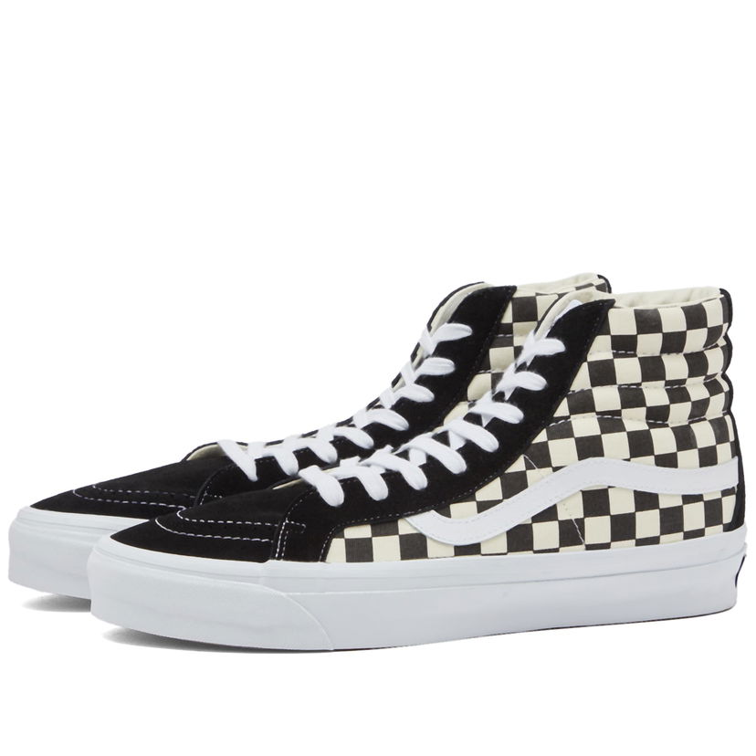 Skateboarding Vans Men's Sk8-Hi Reissue 38 Sneakers in Lx Checkerboard Black/Off White, Size UK 10 | END. Clothing Crna | VN000CR02BO
