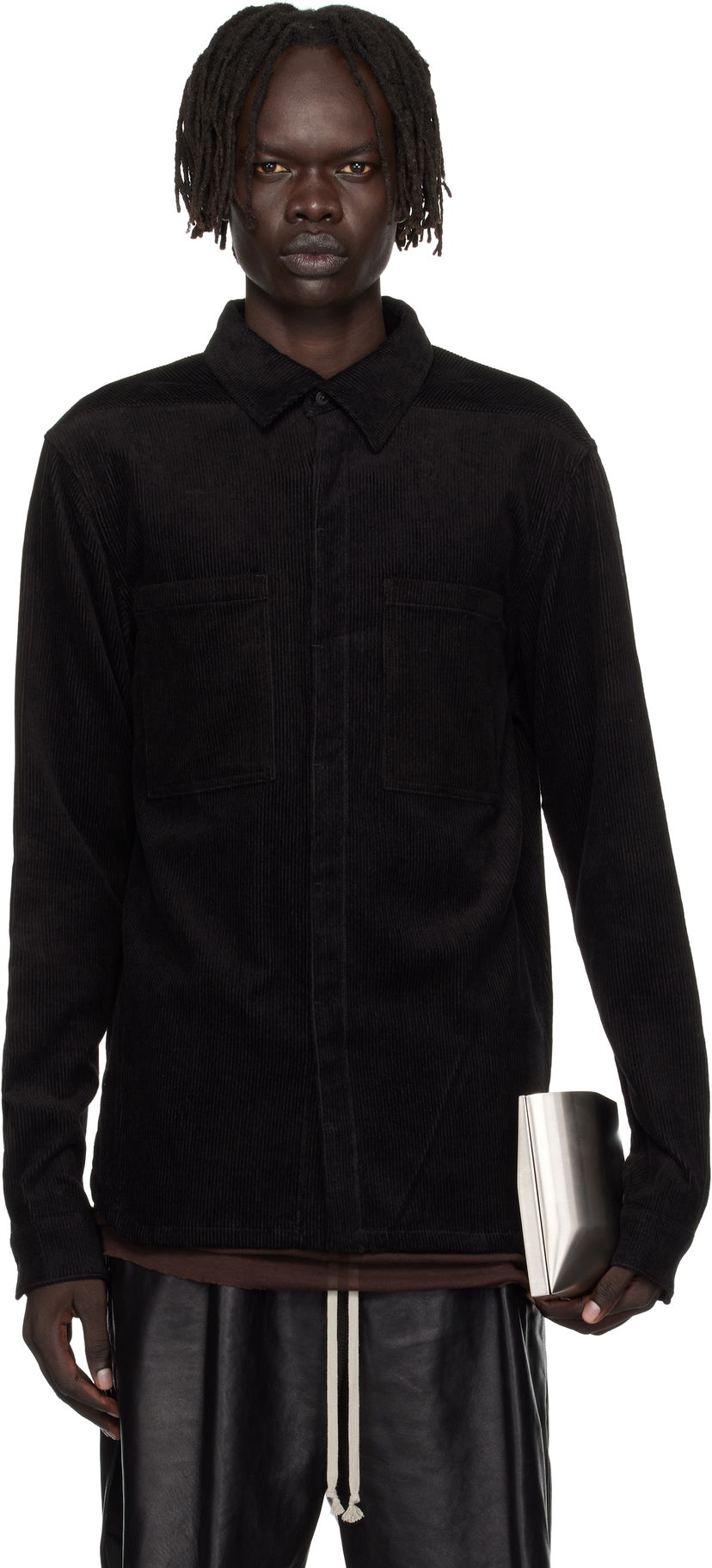 Košulja Rick Owens Rick Owens Concordians Corduroy Work Shirt Crna | RU02E1292 MLC9