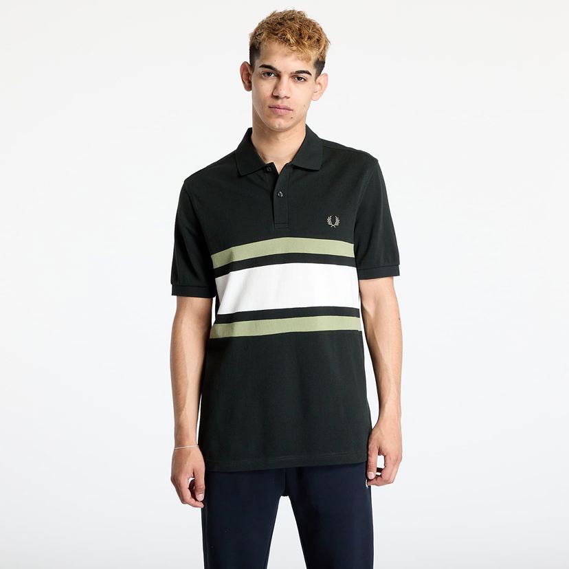 Polo majica Fred Perry Fred Perry Panelled Polo Shirt Crna | M9903 Q20