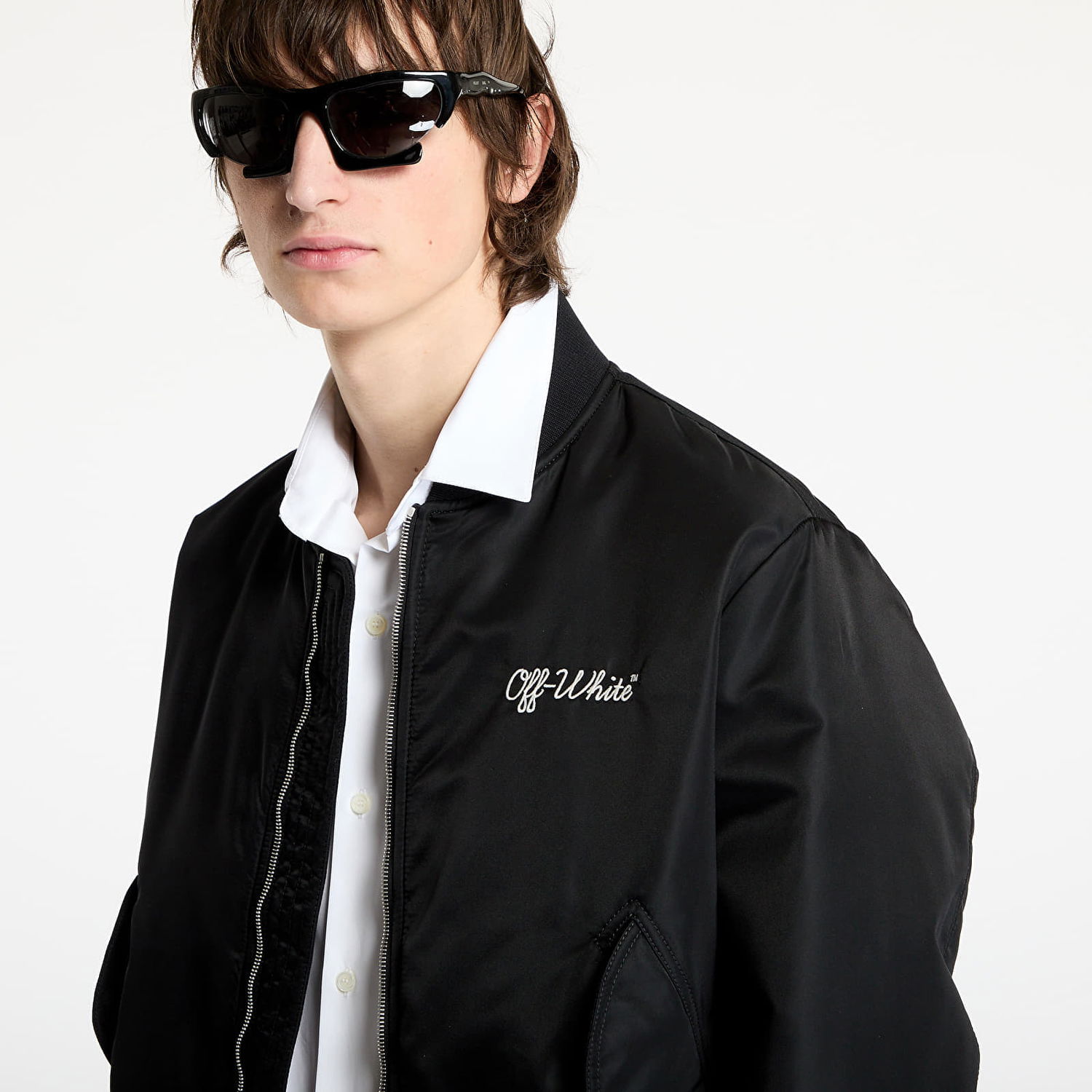 Bomber jakna Off-White Script Nyl Varsity Bomber Jacket Crna | OMEH05EC99FAB0011001, 1