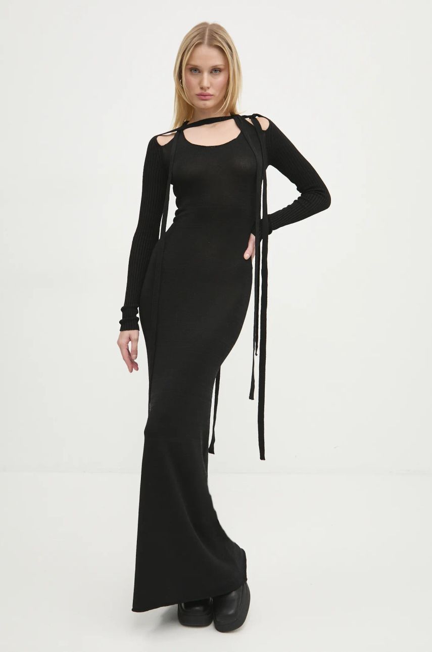 Haljina Y/PROJECT Multiscarf Long Sleeve Maxi Dress Crna | 106DR008, 0