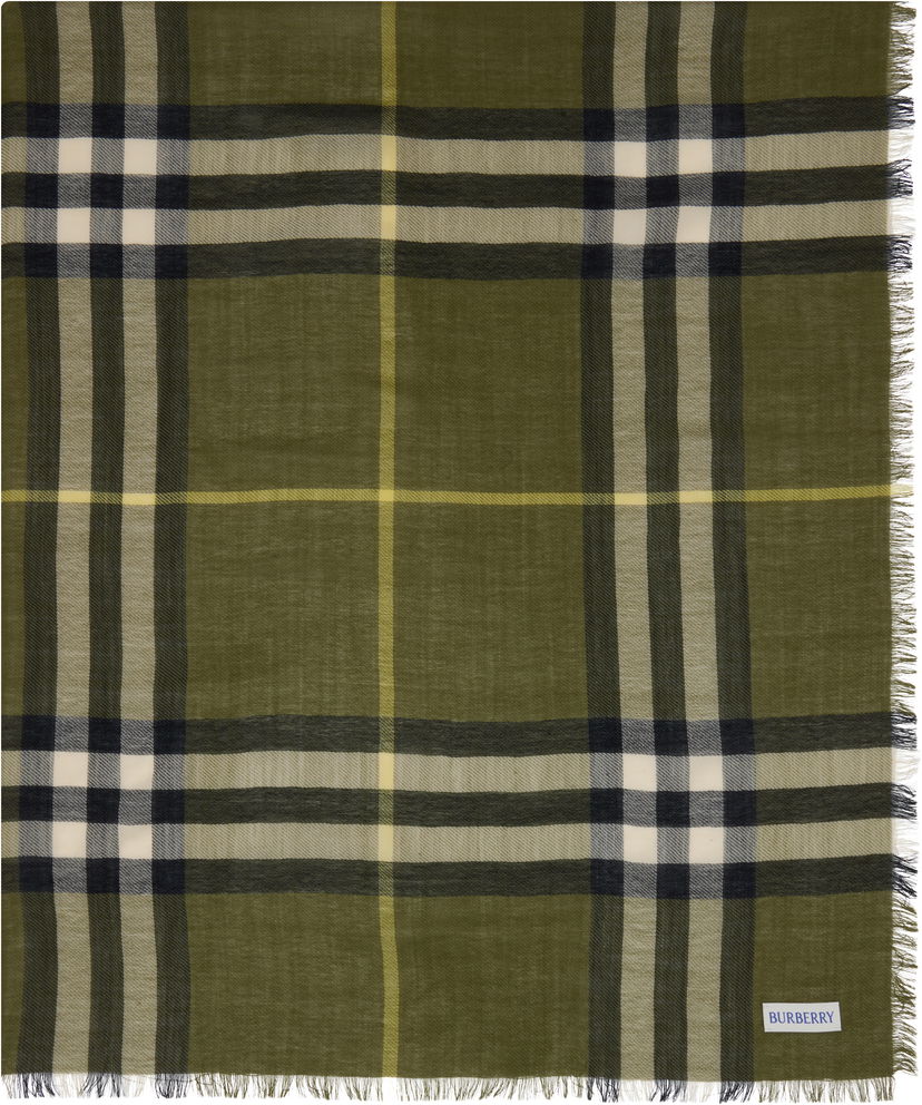 Šal Burberry Burberry Wide Check Wool Scarf Zelena | 8112491