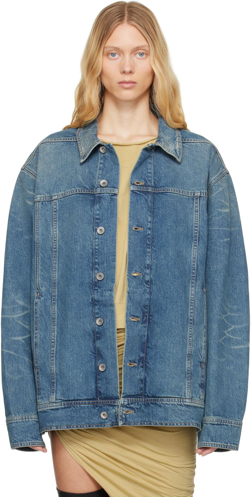 Jakna Rick Owens Rick Owens DRKSHDW Hollywood Jumbo Worker Denim Jacket Plava | DS01E3706 DWB
