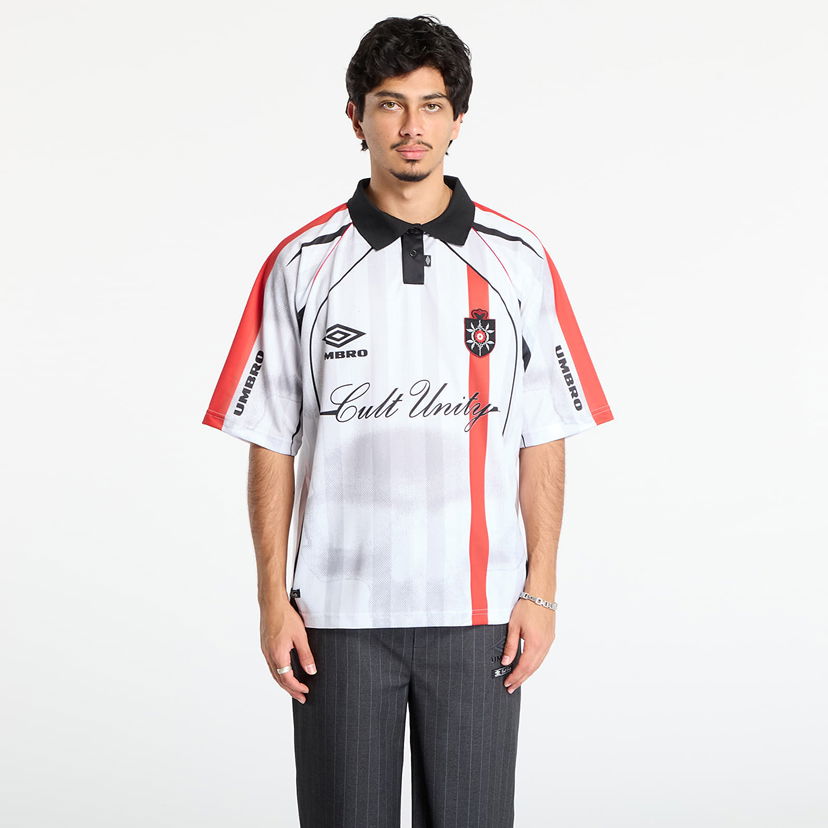 Polo majica Umbro Cult Unity Striped Polo Shirt Bijela | UBMW0402FA251 WTH0020