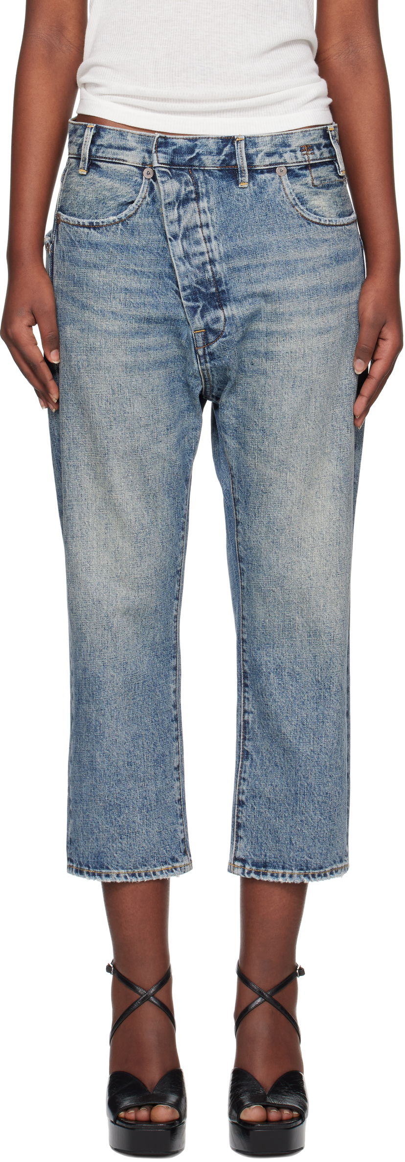 Jeans R13 R13 Exene Cropped Distressed Jeans Plava | R13WD139-D213A