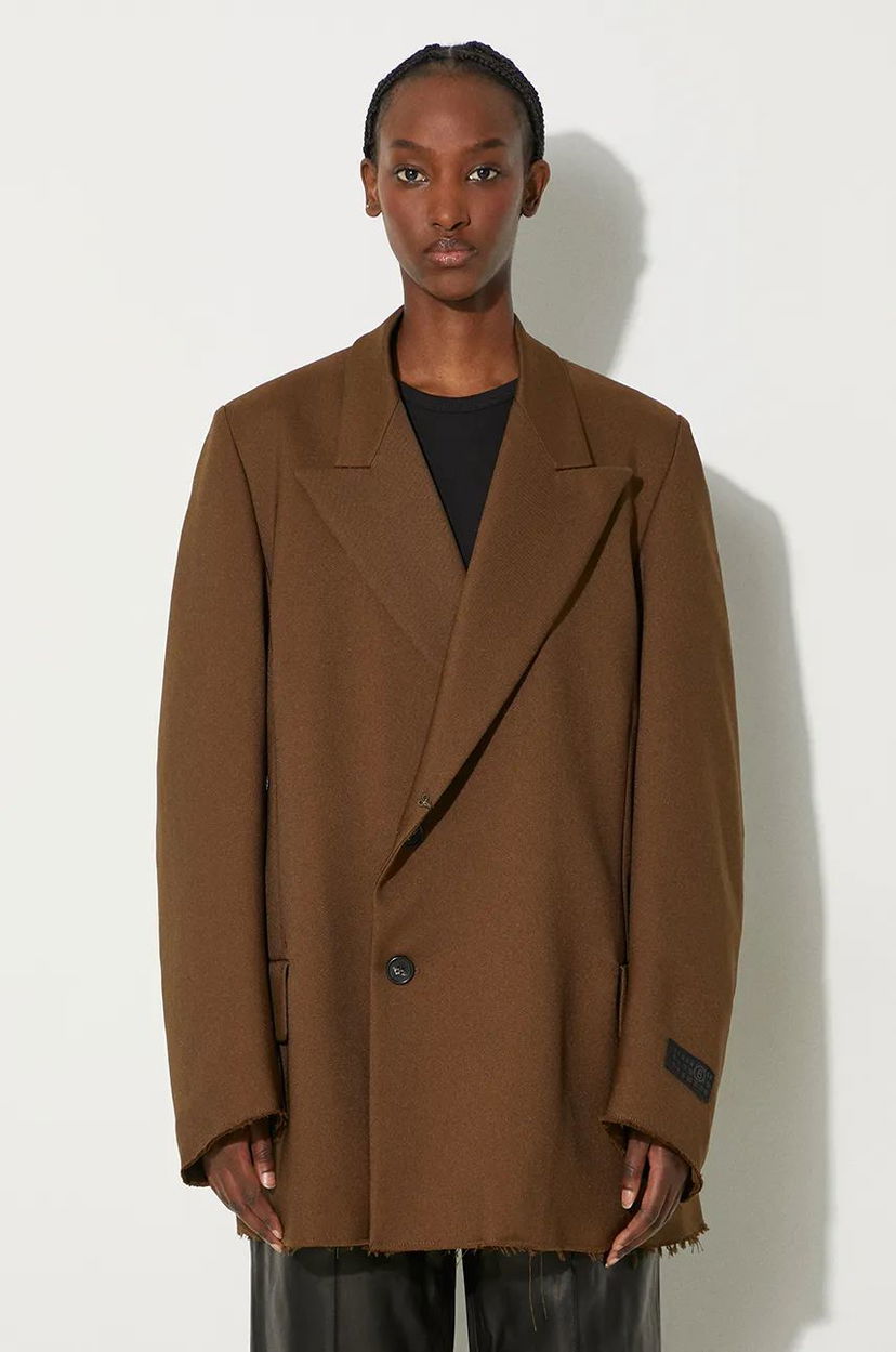 Jakna Maison Margiela Oversized Frayed Blazer Smeđa | S62BN0106.M35222