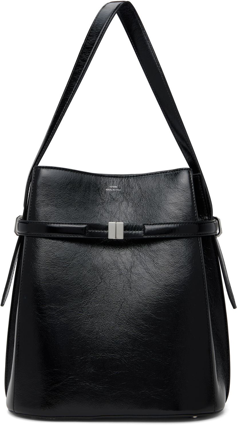Tote bag TOTEME Totême Belted Naplack Leather Bucket Bag Crna | 244-WAL0048-LE0046