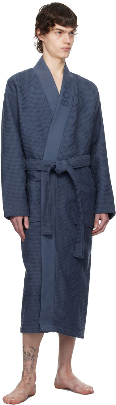 Pidžama BOSS BOSS Waffle-Structure Dressing Robe Plava | 50469787, 3