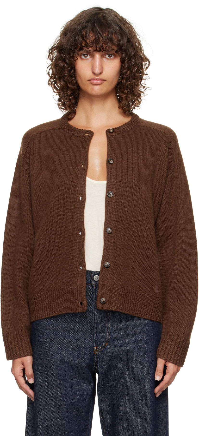 Džemper Loulou de Saison Loulou de Saison Aidar Cashmere Blend Cardigan Smeđa | AIDAR LDS