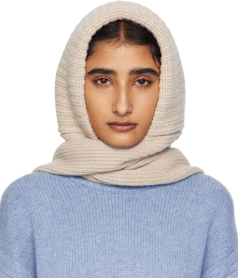 Šal Yves Salomon Yves Salomon Knit Hooded Scarf Bež | 26W25WAA506XXMACL