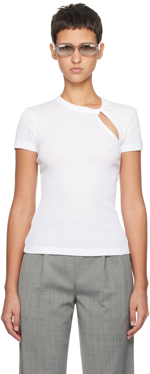 Majica bez rukava Helmut Lang Helmut Lang Asymmetrical Slash T-Shirt Bijela | N09HW505