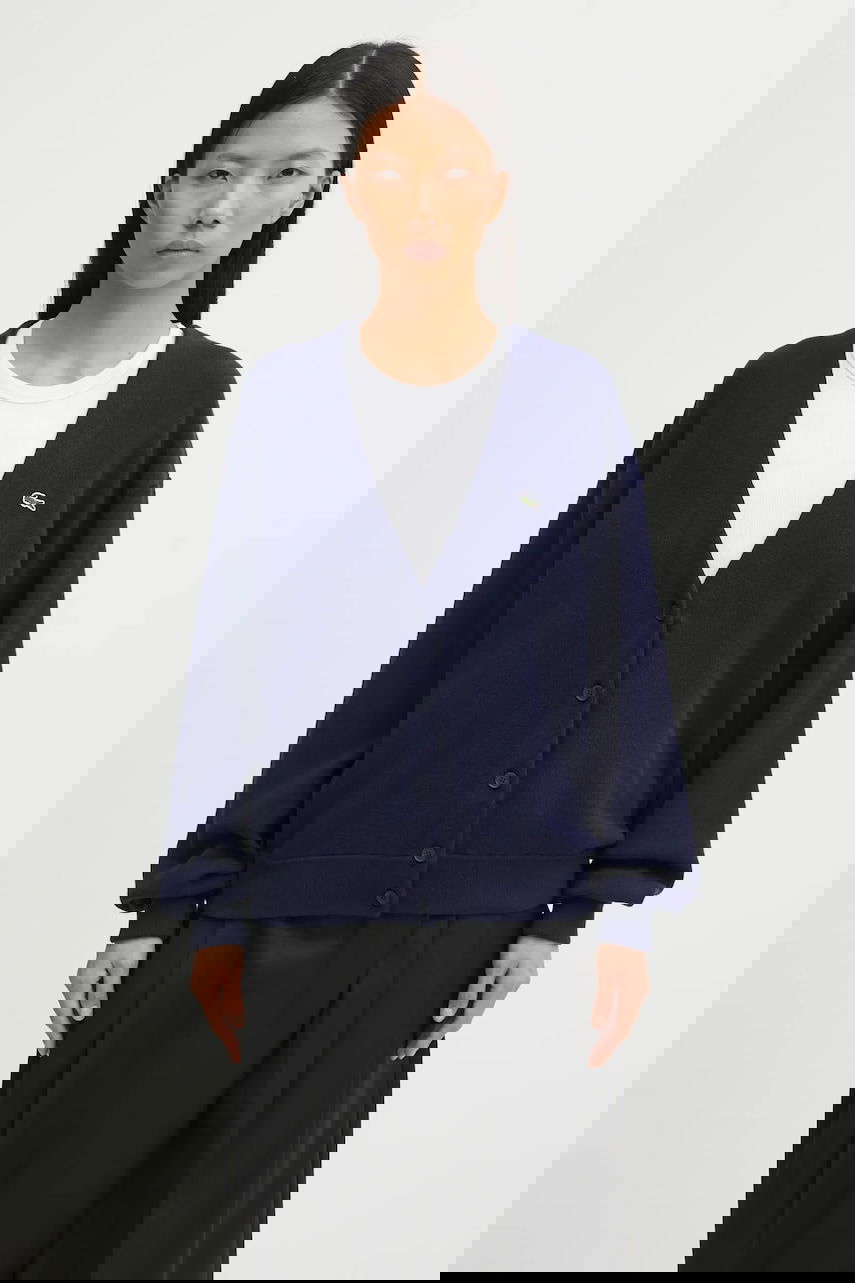 Džemper Lacoste V-Neck Button-Up Relaxed Fit Wool Blend Cardigan Tamnoplava | AF4143, 0