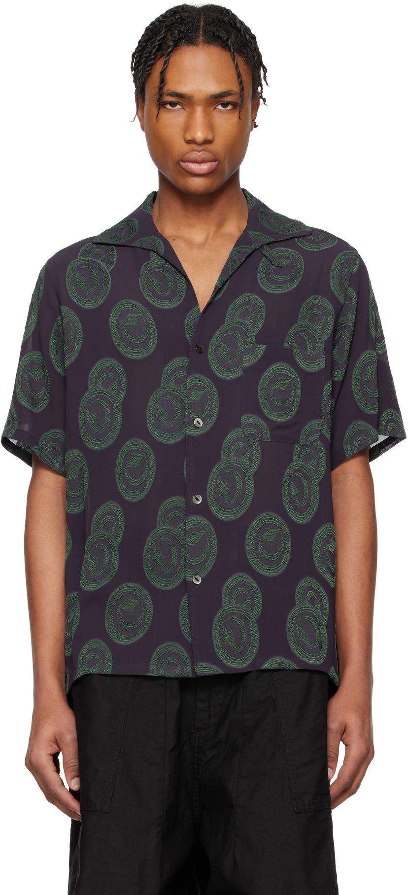 Košulja Needles NEEDLES Short Sleeve Italian Collar Shirt Ljubičasta | QV123