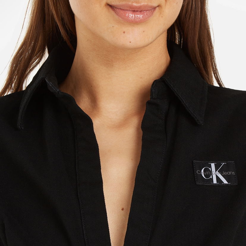 Jeans CALVIN KLEIN Jeans Short Sleeve Cotton-Blend Wrap Dress - S Crna | J20J2236661BY