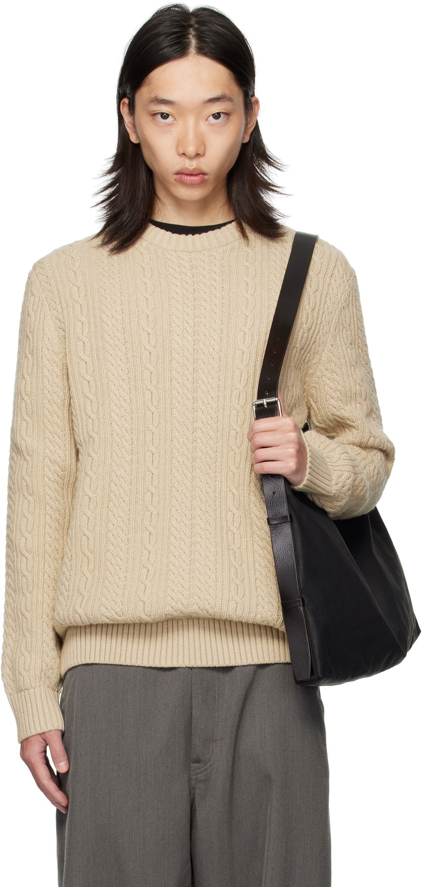 Džemper Barbour Barbour Lowfen Cable Knit Sweater Bež | MKN1679ST51