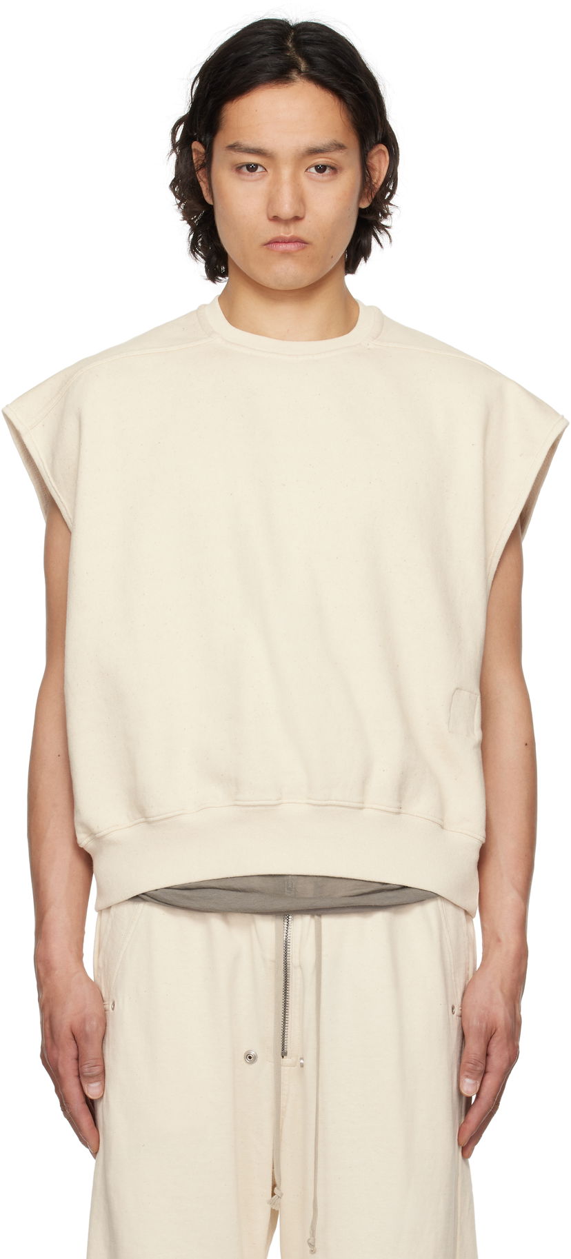 Džemper Rick Owens Rick Owens DRKSHDW Tatlin Jumbo Sleeveless Sweatshirt Bež | DU01E3160 FN