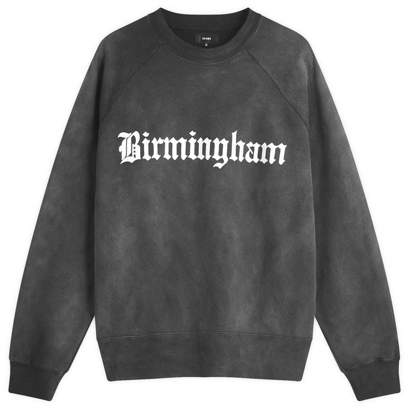 Dukserice BEAMS Faded Print Raglan Sweatshirt, Size Large Siva | 1113-1280-146-19
