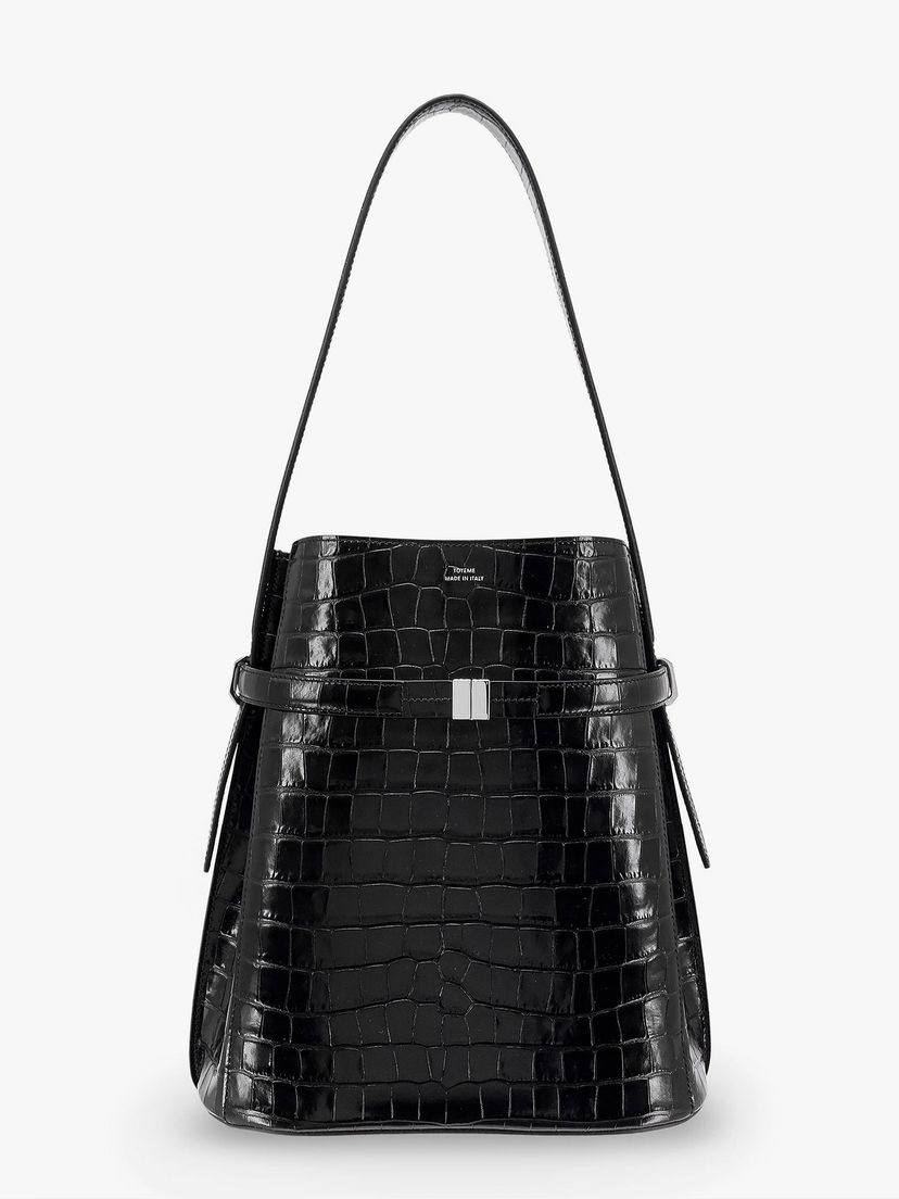 Torba za rame TOTEME Belted Croc-Effect Leather Shoulder Bag Crna | 244WAL0048LE0076001