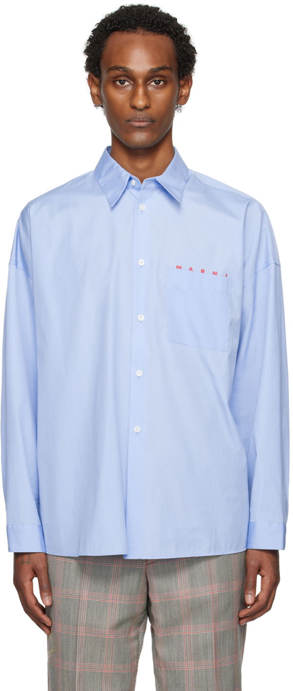 Košulja Marni Oversized Shirt Plava | CUMU0061P2 USCT88