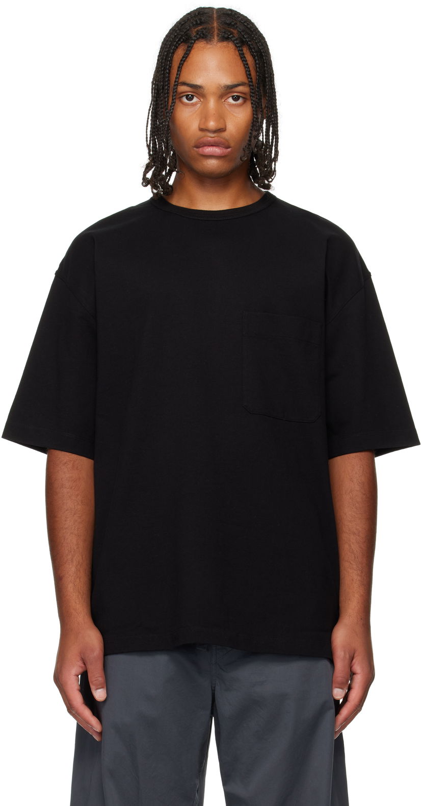 Majica kratkih rukava LEMAIRE Boxy Short Sleeve T-shirt with Chest Pocket Crna | TO1382 LJ1022