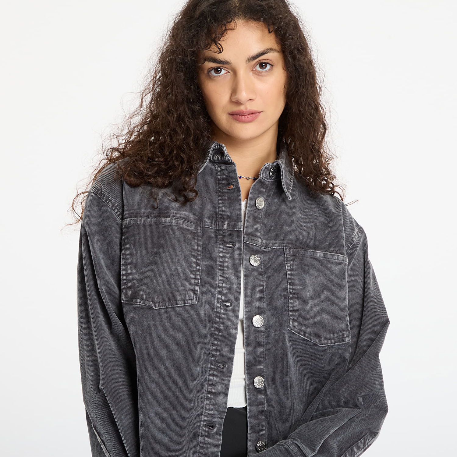 Jakna Samsoe Samsoe Sasofie Patch Pocket Corduroy Shirt Jacket Siva | F25300122_190201TPX, 1