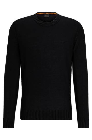 Džemper BOSS Regular-Fit Wool-Blend Embroidered Logo Sweater Crna | 50501762