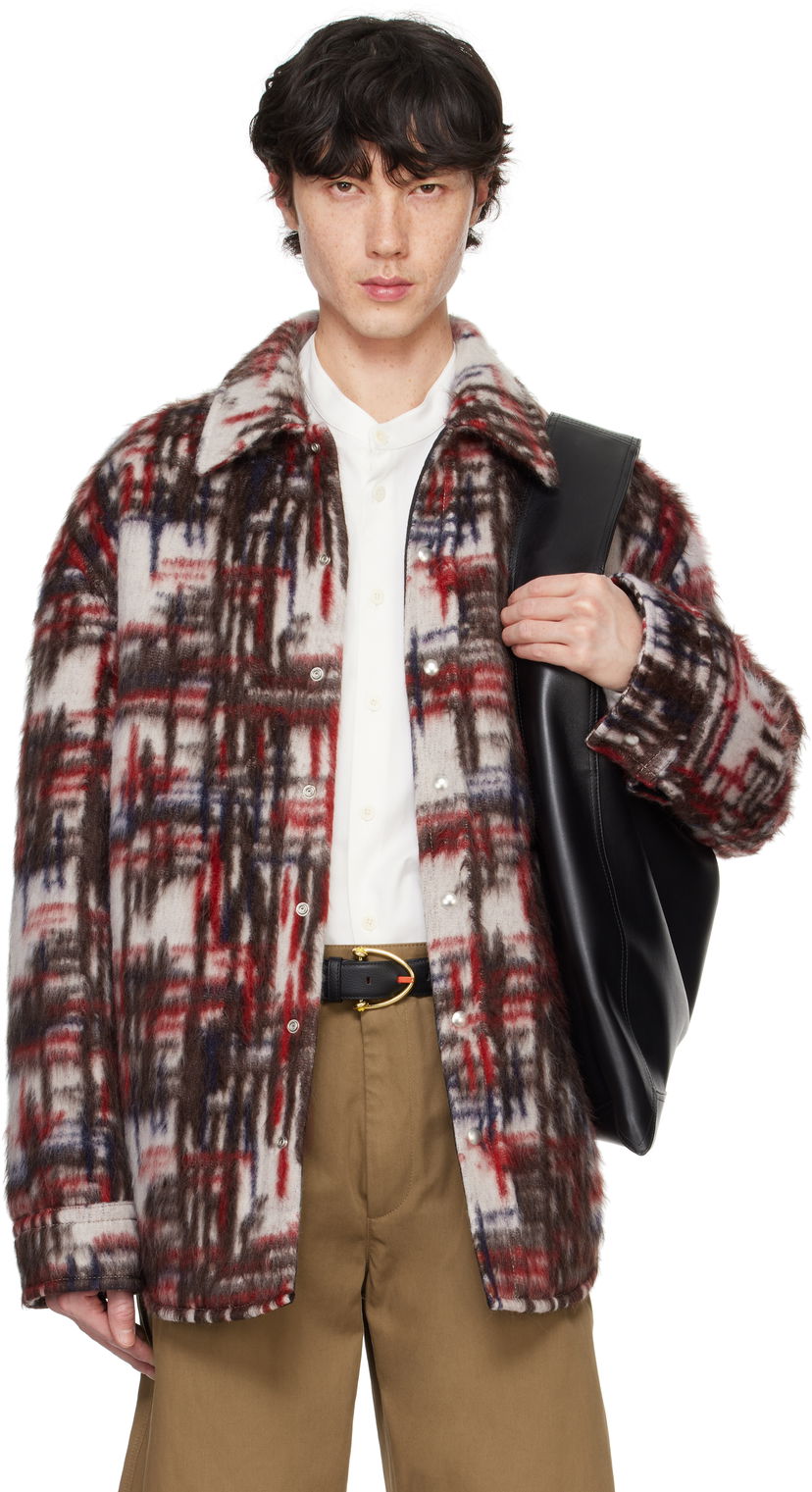Košulja Bottega Veneta Alpaca Blend Checked Overshirt Bijela | 804589-V4NT0-9072