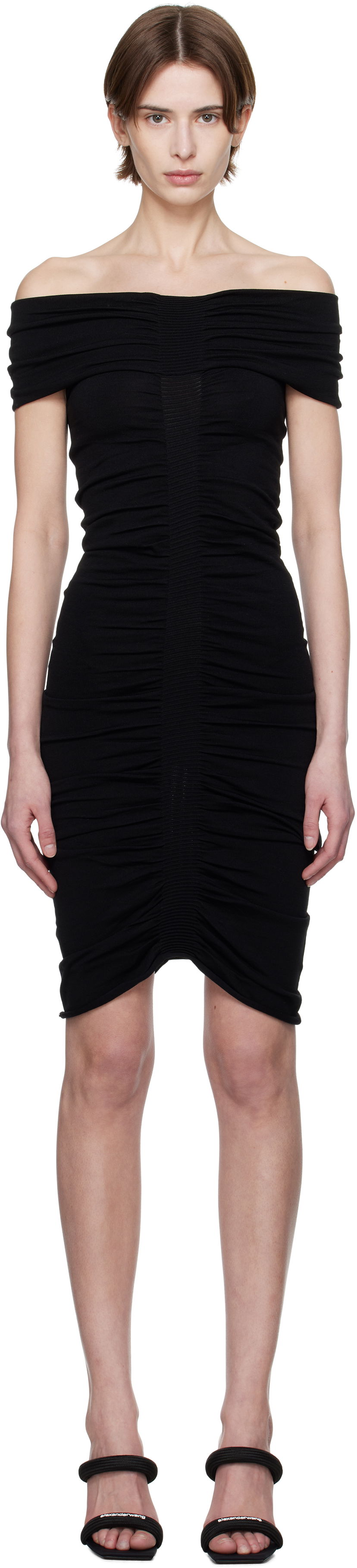 Haljina Alexander Wang Alexander Wang Ruched Mini Dress Crna | 1KC1256030