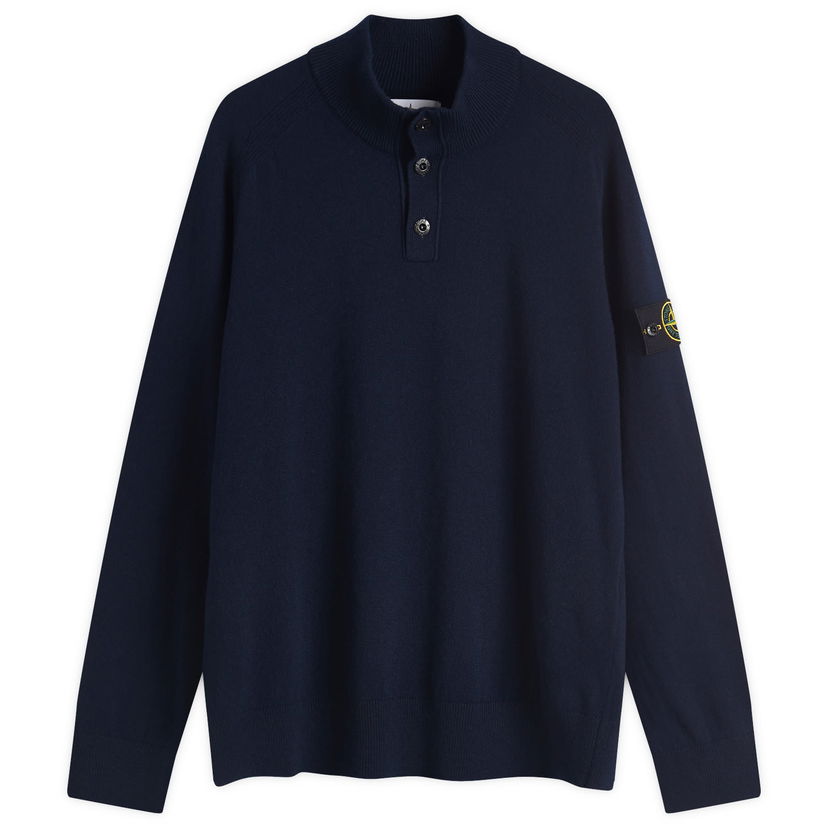 Džemper Stone Island Stone Island Geelong Wool Half Button Knit, Large Tamnoplava | K1S155100043-V0020