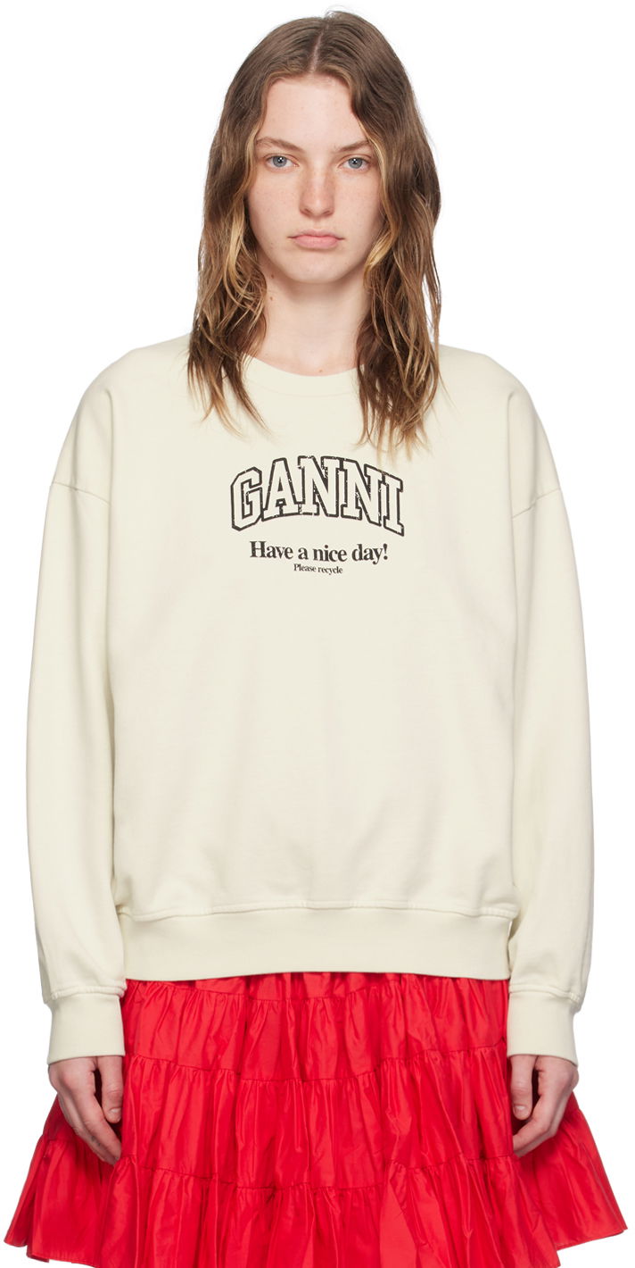 Dukserice GANNI Off-White Isoli Sweatshirt Bež | T4013