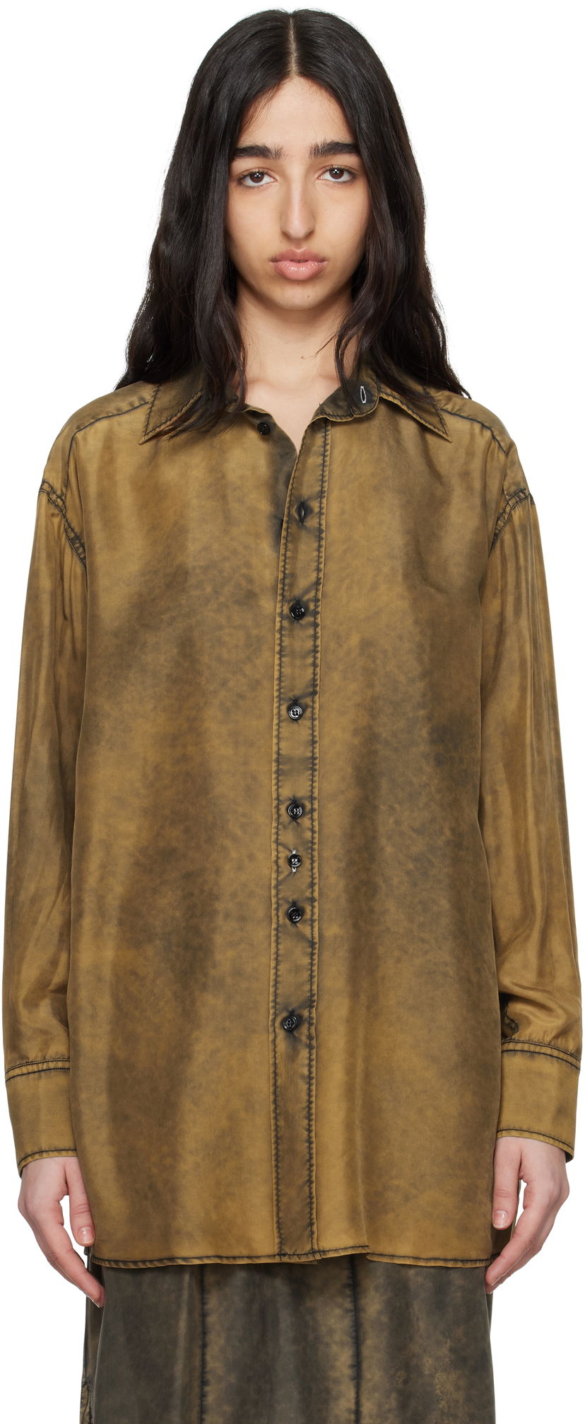 Košulja Maison Margiela MM6 Maison Margiela Light Silk Shirt Smeđa | S52DT0046 M35244