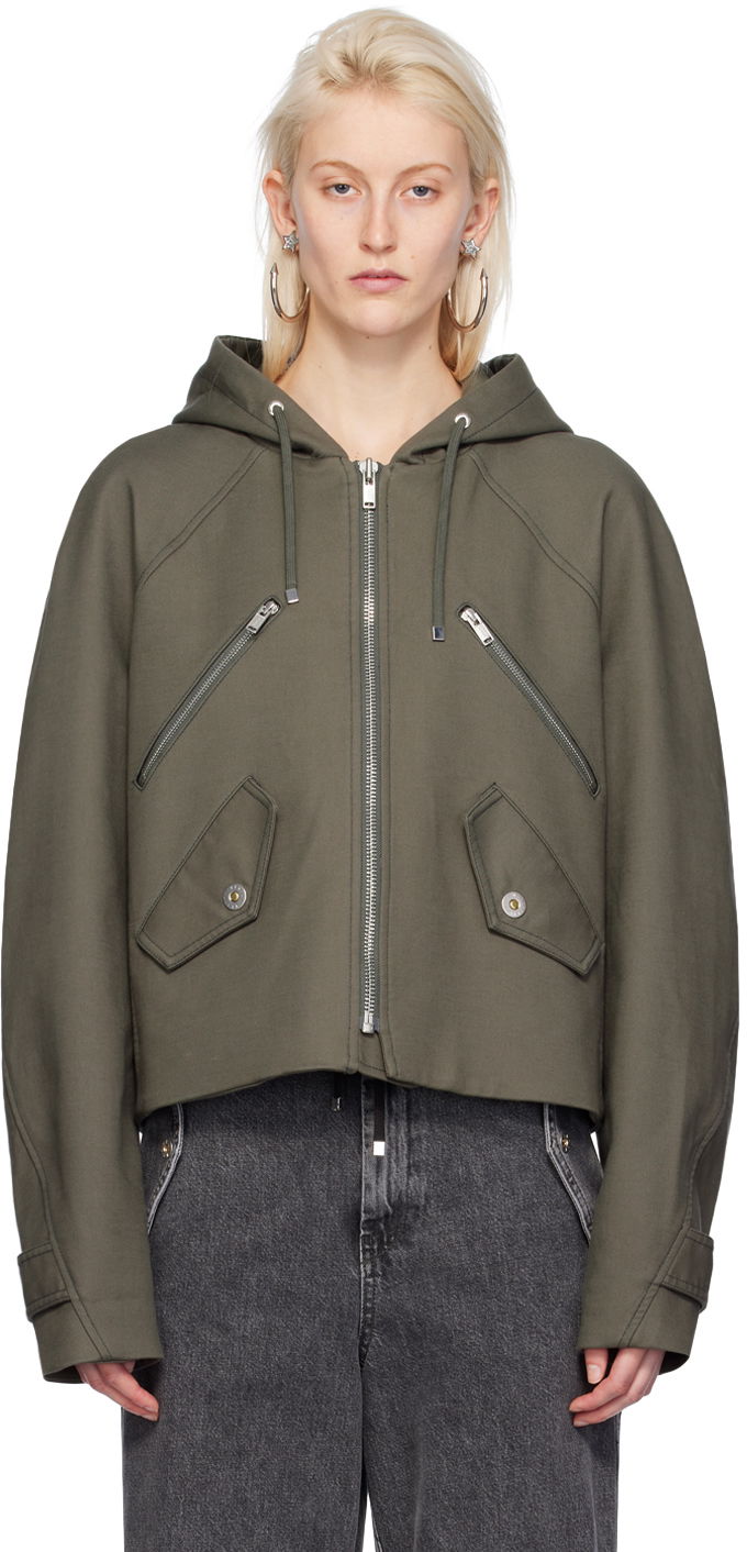 Vjetrovka Dion Lee Cropped Hooded Zip-Up Jacket Zelena | C4057PS24