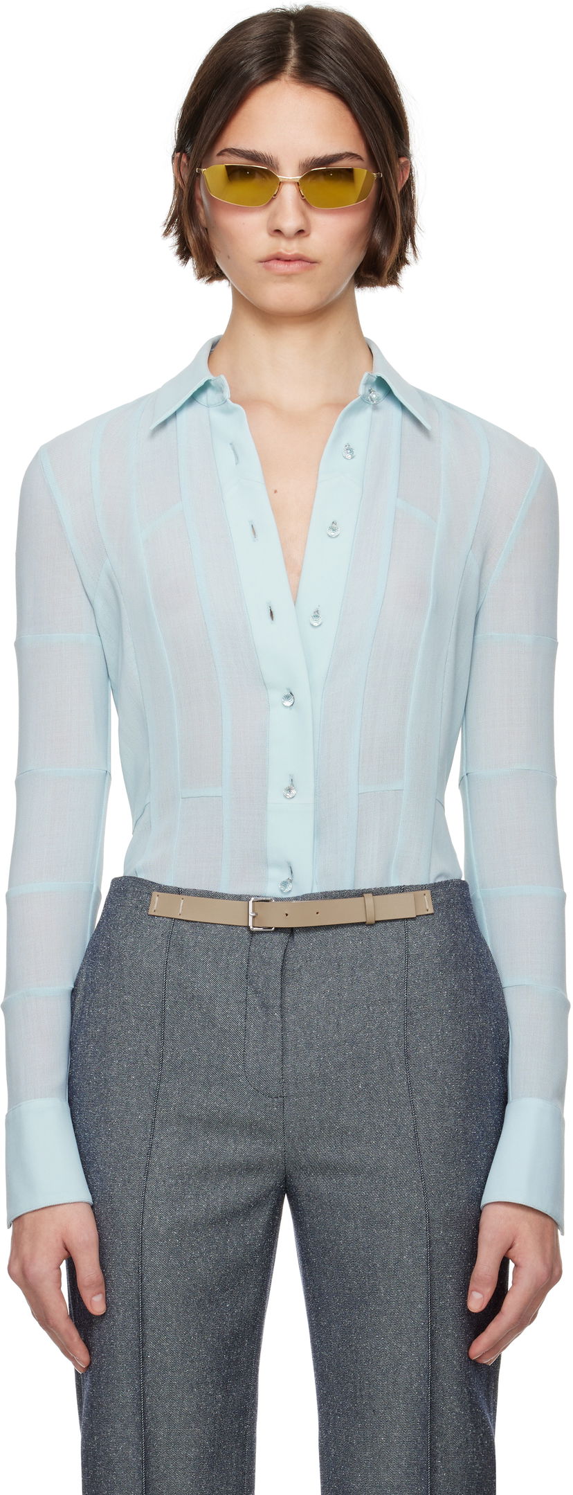 Košulja Tory Burch Tory Burch Button Down Shirt Plava | 173622-435