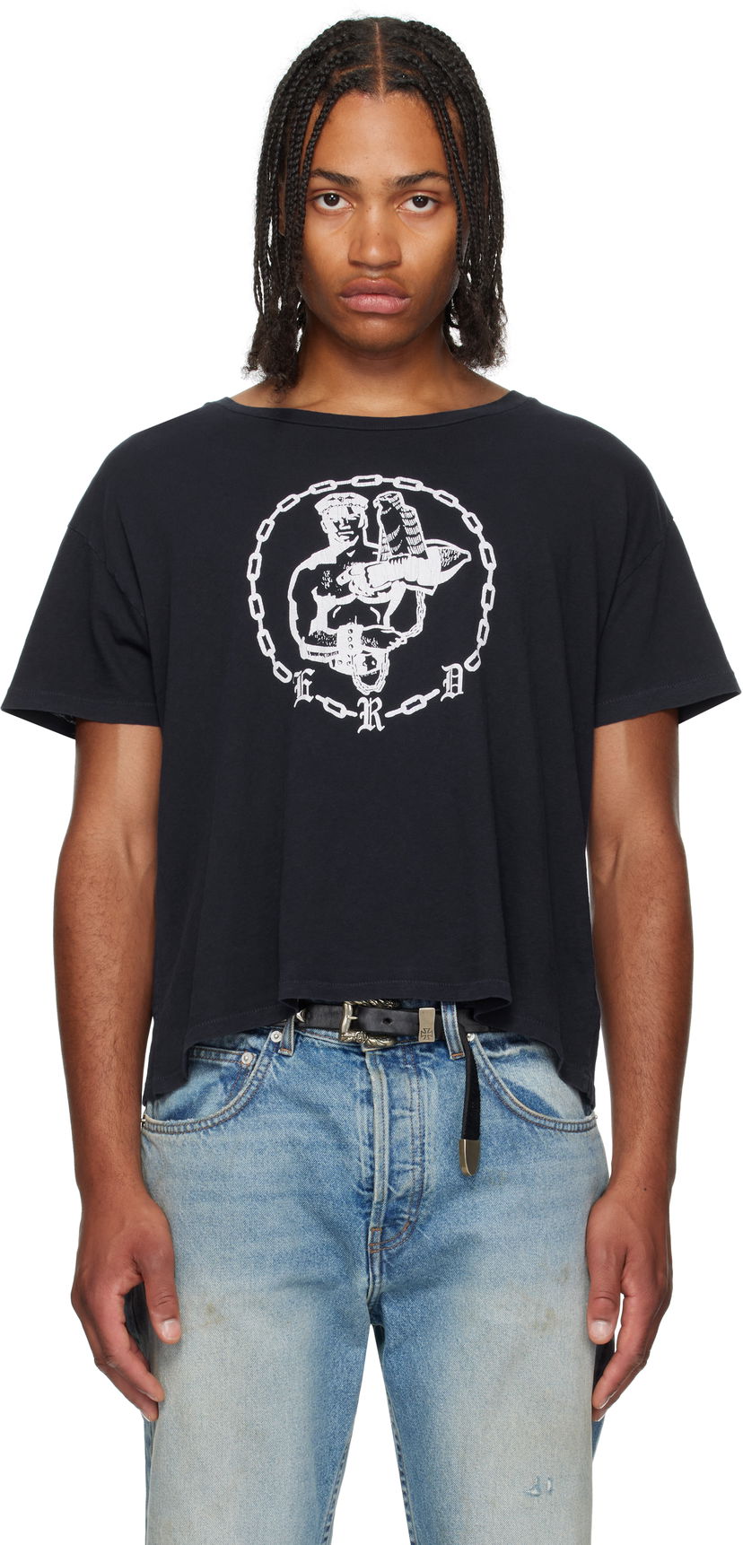 Crop top Enfants Riches Déprimés Enfants Riches Déprimés Chain Graphic Cropped T-Shirt Crna | 010-818